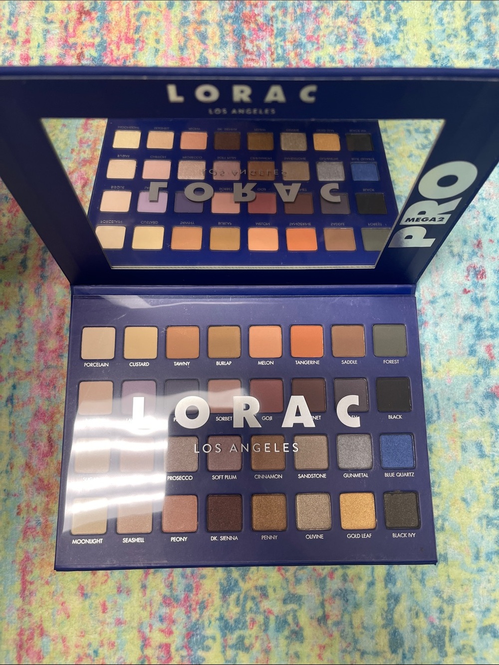 LORAC Mega 2 Eyeshadow Palette — Neutral Browns, Warm Oranges & Deep Blues